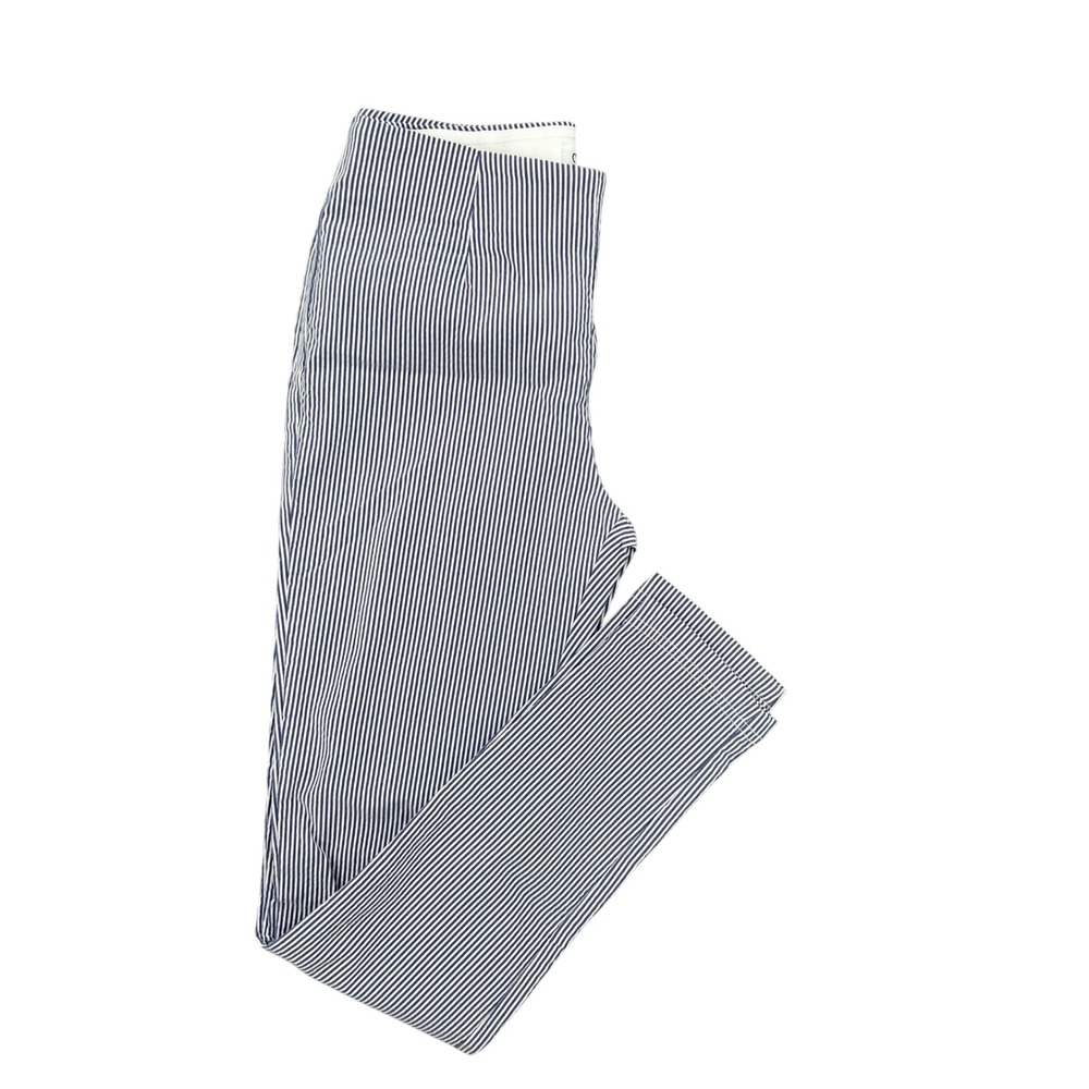 Calvin Klein Women Blue White Striped Pull On Skinny Pants Size 4 Stretch Office